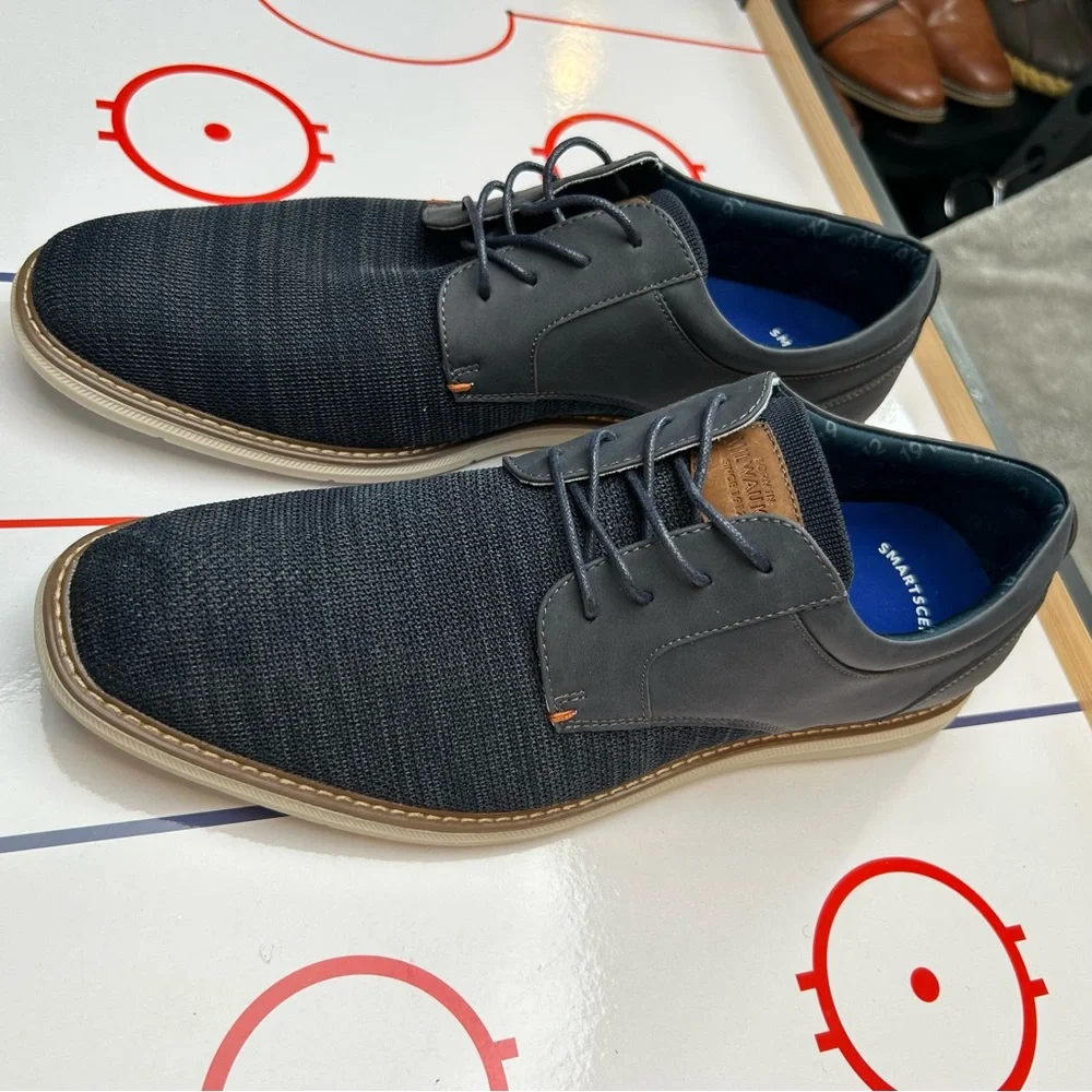 Nunn Bush Chase Knit Plain Toe Oxford‎ Mens Size 13 Dress Shoes Navy 85073-492